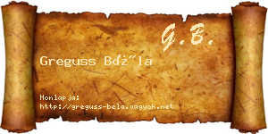Greguss Béla névjegykártya