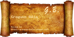 Greguss Béla névjegykártya